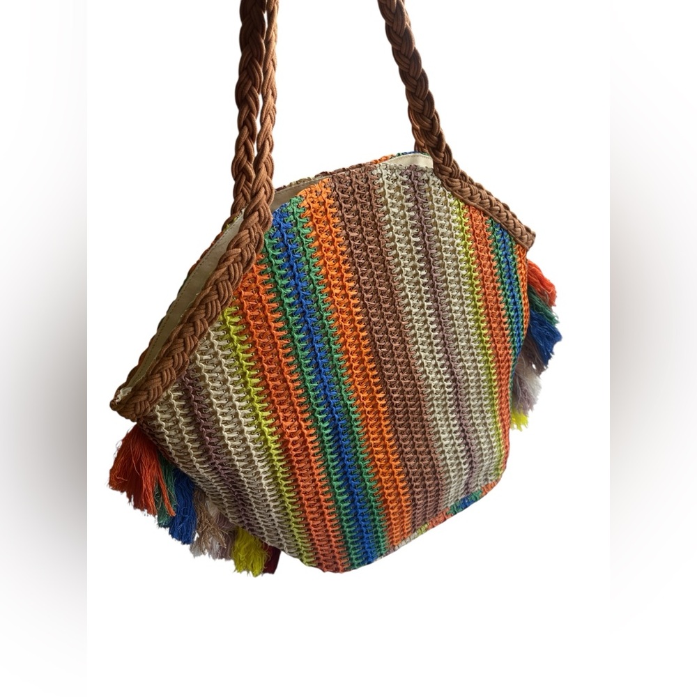 NWOT-Colorful weaved straw bag